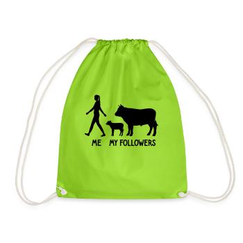 I My Followers Cow Breeder Farmer Cows Farmer - Drawstring Bag - neon green - Front
