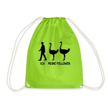 Ich Meine Follower Strauß Zoo Züchter Tierpfleger - Turnbeutel - Neongrün - Vorne