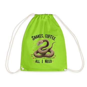Lustiges Schlangen Kunst Schlange Kaffee Reptilien - Turnbeutel - Neongrün - Vorne