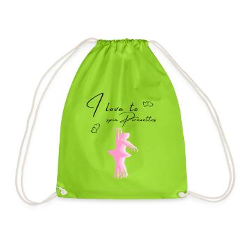 I love to spin pirouettes Ballerina dances ballet - Drawstring Bag - neon green - Front