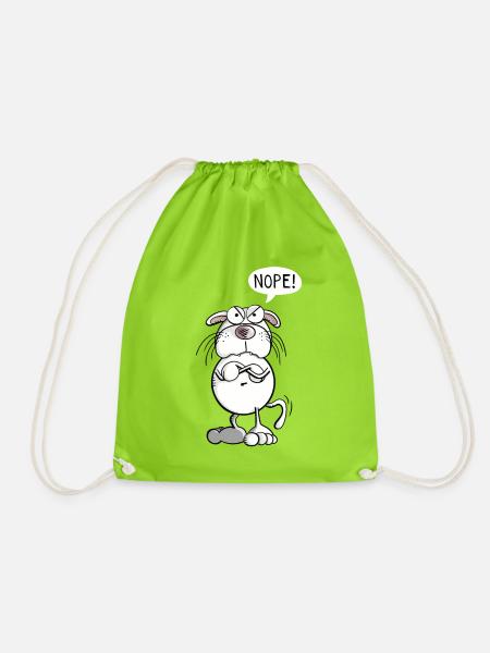 Coole Nope Katze I Lustiges Katzen Comic I Nein - Turnbeutel - Neongrün