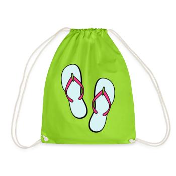 flip flops sommer beach strand party - Turnbeutel - Neongrün - Vorne