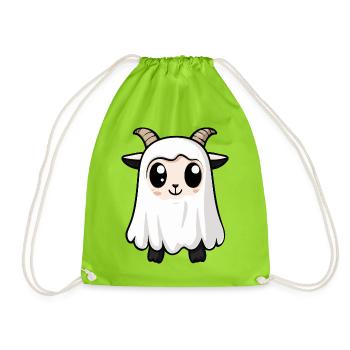 Mountain Goat Halloween Ghost - Drawstring Bag - neon green - Front