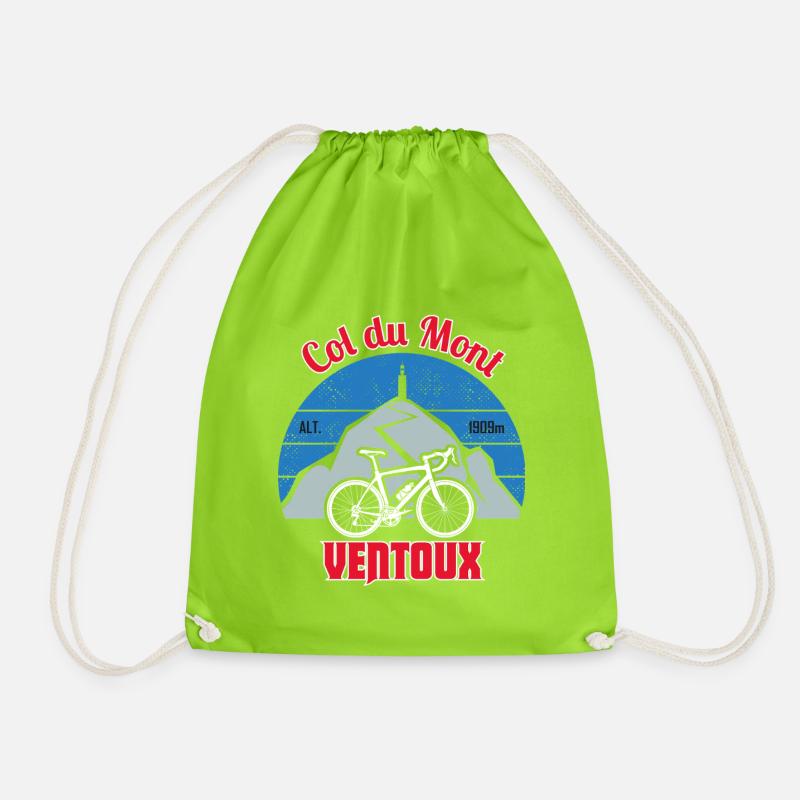 Col du Mont Ventoux Cycling - Drawstring Bag - neon green