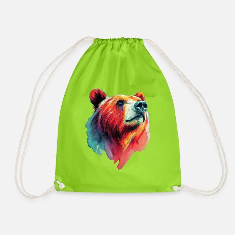 Bear - Drawstring Bag - neon green