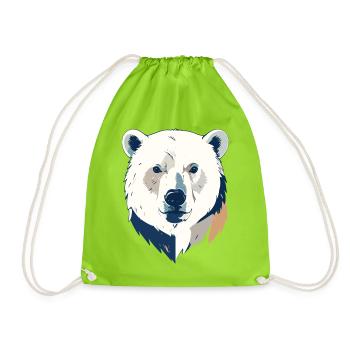 Polar Bear Polar Bear Head Drawing Head Design Motif - Drawstring Bag - neon green - Front