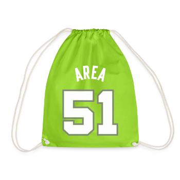 AREA 51 White - Drawstring Bag - neon green - Front