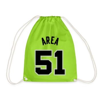 AREA 51 Black - Drawstring Bag - neon green - Front