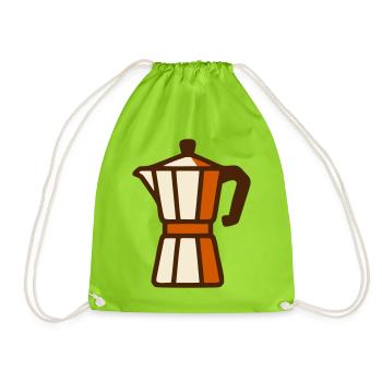 Espresso Maker Coffee Icon - Drawstring Bag - neon green - Front