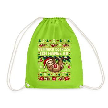 Faultier - Weihnachtsstress Ich hänge ab - Turnbeutel - Neongrün - Vorne