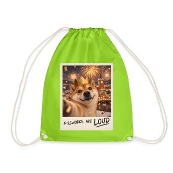 Fireworks Are Loud Shiba Inu Silvester - Turnbeutel - Neongrün - Vorne