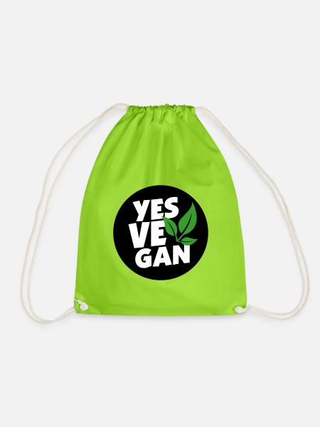Yes Vegan / Yes ve gan (3c) - Drawstring Bag - neon green