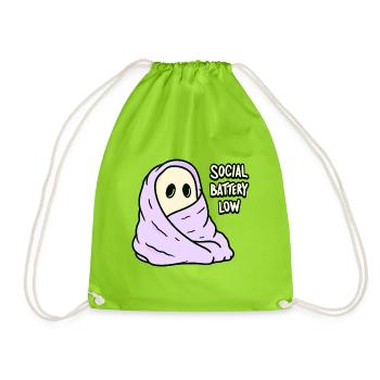 Kawaii Akku Leer Social Battery Low - Turnbeutel - Neongrün - Vorne