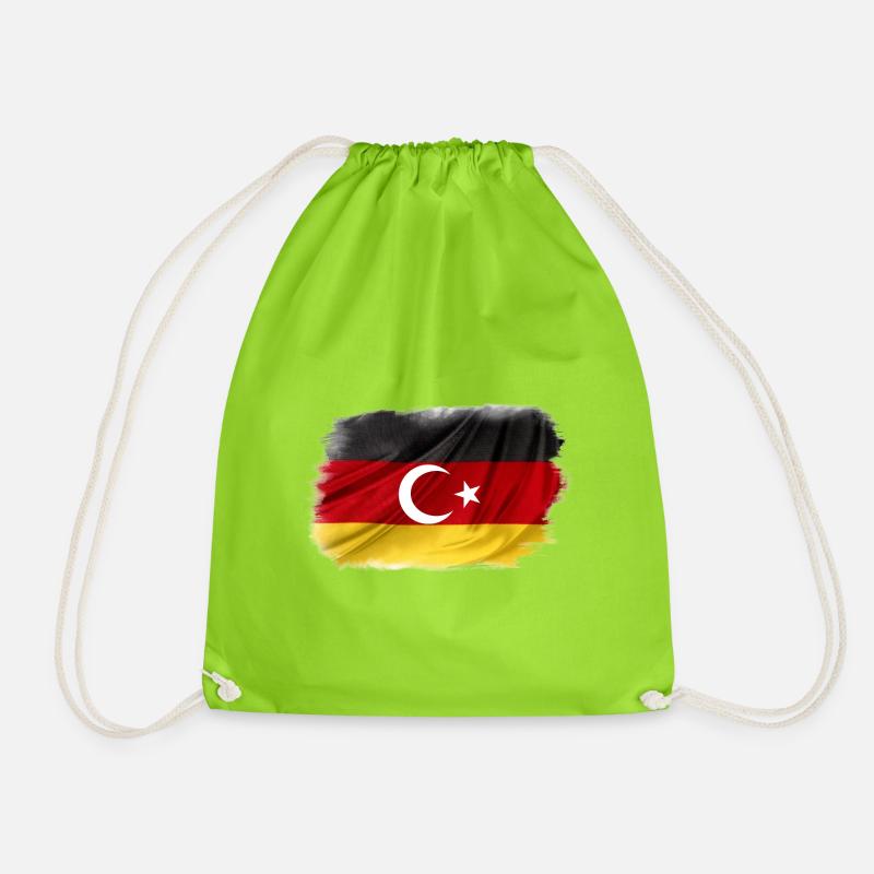 German Turkish flag more than friendship - Drawstring Bag - neon green