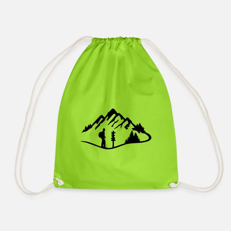 Berge und Wanderer - Turnbeutel - Neongrün