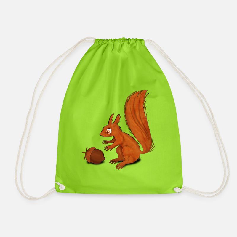Squirrel with Nut - Turnbeutel - Neongrün