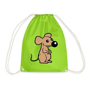 Mouse Big Nose Mouse Small Rat Rodent Cute - Drawstring Bag - neon green - Front