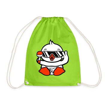 Bird Baby Child Rattle Diaper Sunglasses Peace - Drawstring Bag - neon green - Front