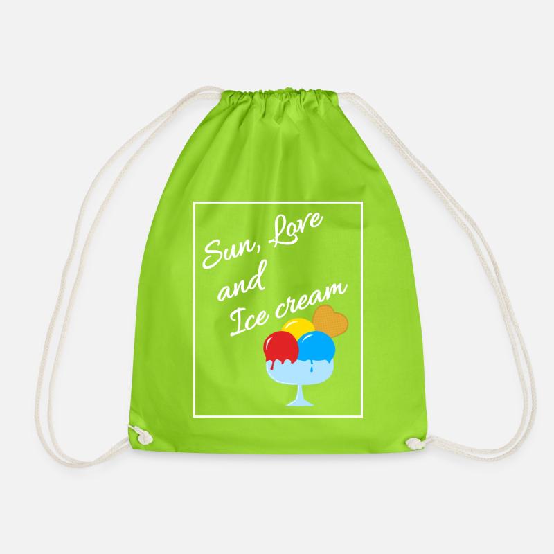 Sun, Love and Ice cream - Drawstring Bag - neon green