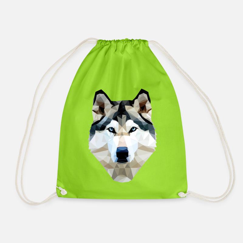 Husky Hund Polygon - Turnbeutel - Neongrün