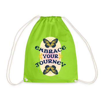 Embrace Your Journey – Butterfly Retro - Drawstring Bag - neon green - Front