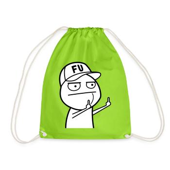 FU Meme with baseball cap (colors can be changed) - Drawstring Bag - neon green - Front