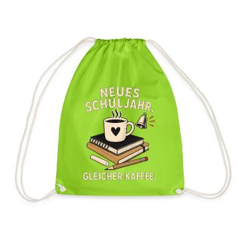  Neues Schuljahr – Gleicher Kaffee - Turnbeutel - Neongrün - Vorne