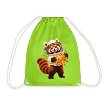 Roter Panda-Imker mit Wabenwabe - Turnbeutel - Neongrün - Vorne