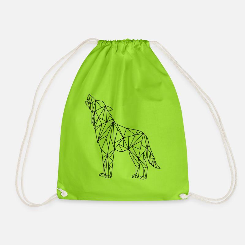Wolf geometrisch - Turnbeutel - Neongrün