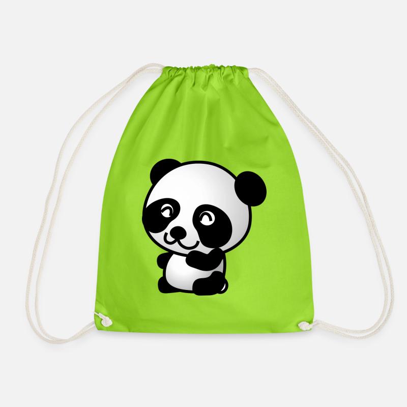 panda - Drawstring Bag - neon green
