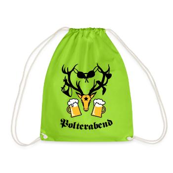 Hirsch Polterabend JGA Bier - Drawstring Bag - neon green - Front