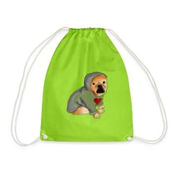 Französische Bulldogge - Turnbeutel - Neongrün - Vorne