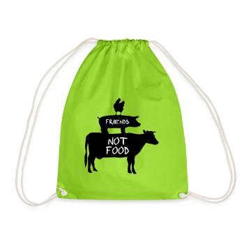 Vegan - Animals are Friends - Drawstring Bag - neon green - Front