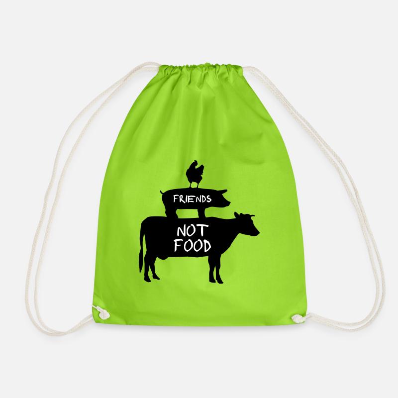 Vegan - Animals are Friends - Drawstring Bag - neon green