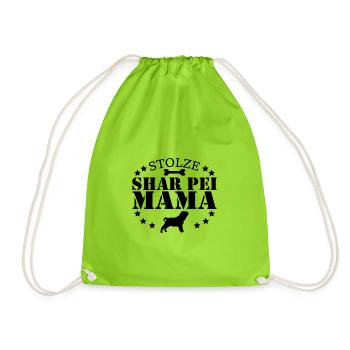 Shar Pei T Shirt - Geschenk für Stolze Hunde Mama - Turnbeutel - Neongrün - Vorne