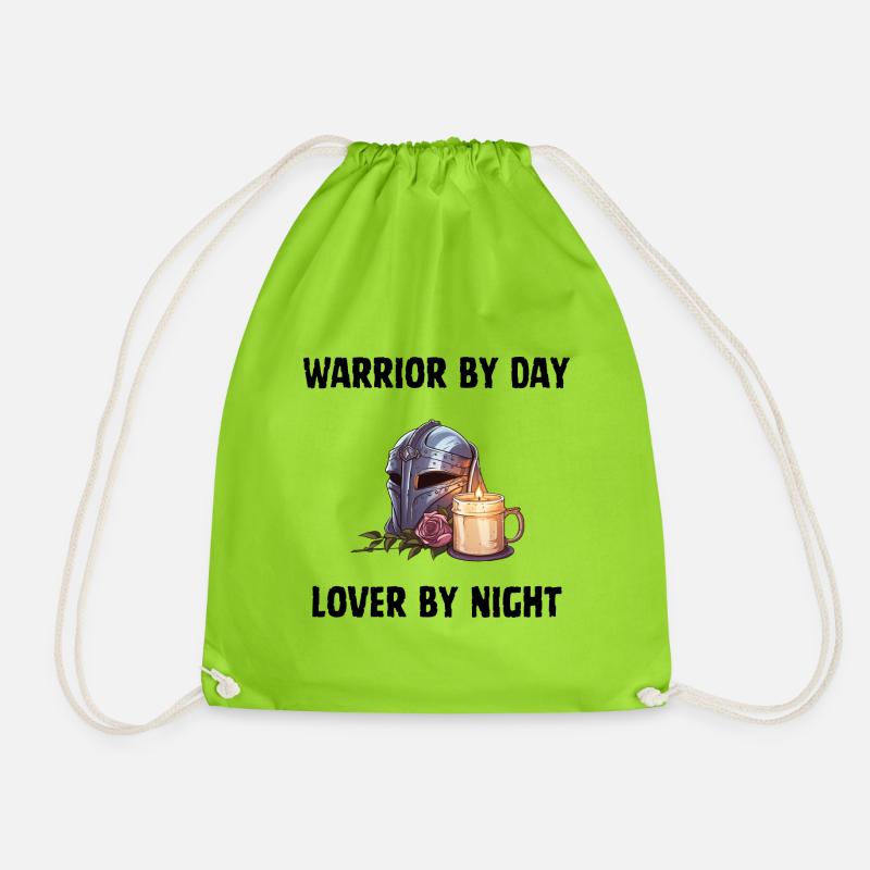 Warrior by day, lover by night - Drawstring Bag - neon green