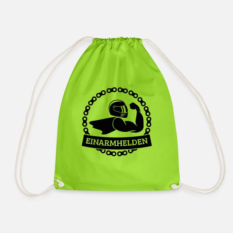 Einarmhelden 1-farbig (schwarz) - Turnbeutel - Neongrün