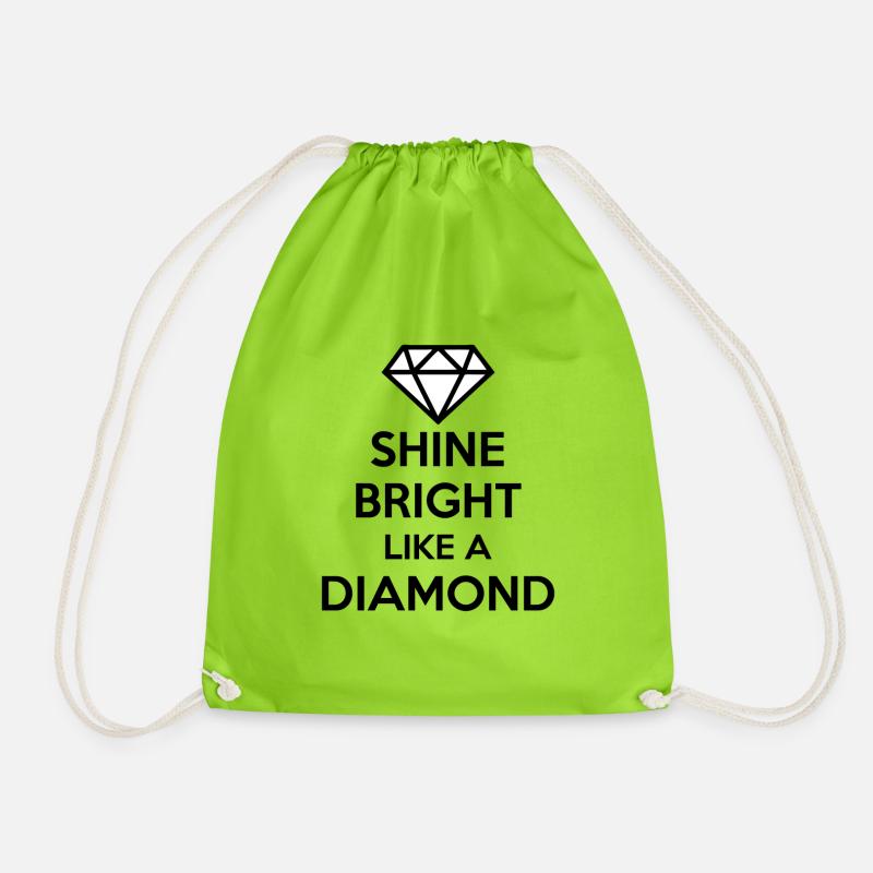 Shine Bright Like A Diamond Quote - Drawstring Bag - neon green