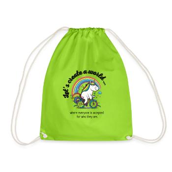 Lets create a world ... Where everyone is accepted - Drawstring Bag - neon green - Front