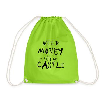 Besoin d’argent pour l’écriture de graffitis noirs de Castle - Sac de sport léger - vert néon - Devant