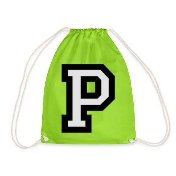 Buchstabe P - Turnbeutel - Neongrün - Vorne