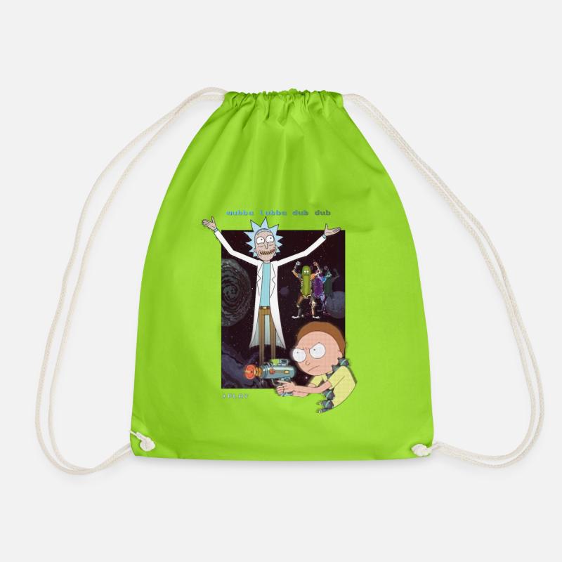 Rick and Morty Retro Video Game - Drawstring Bag - neon green