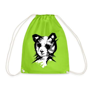 Panda bear head in cubist style - Drawstring Bag - neon green - Front