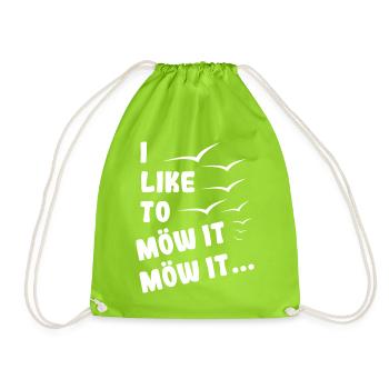 I like to möw it - Möwe - Turnbeutel - Neongrün - Vorne
