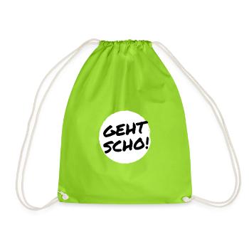 Geht scho! Typisch österreichischer Spruch - Turnbeutel - Neongrün - Vorne