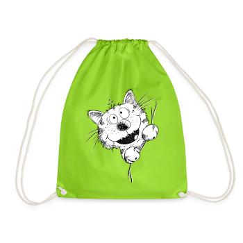 Funny cat laughs - Drawstring Bag - neon green - Front