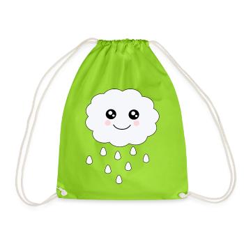Nuage Kawaii Kawaii Chibi Kawaii Visage - Sac de sport léger - vert néon - Devant
