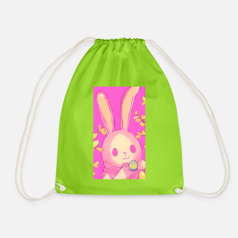 Pastell Osterhase Rosa Osterei - Turnbeutel - Neongrün
