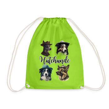 Hütehunde Hirtenhunde | Lustige Hunde mit Hüten - Turnbeutel - Neongrün - Vorne