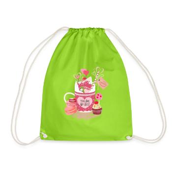 Valentinstag Geschenk,Happy Valentine's Day Shirt - Turnbeutel - Neongrün - Vorne